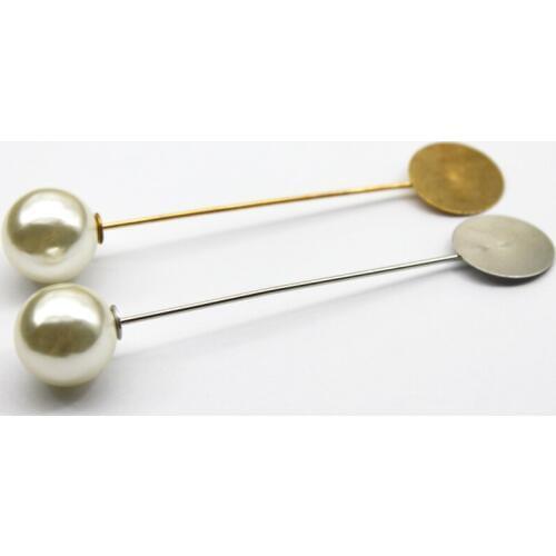 2pcs Brooch Pin Base Antique Gold Silver Color Beads Blank Setting fit 15mm Glass Cabochon Supplies for Jewelry Findings