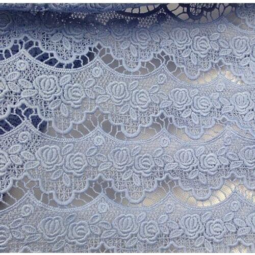Q44 milk fiber and water soluble lace fabric water blue rose flowers carved heavy embroidery cloth lashes handwork hallow out