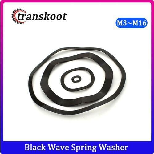 100Pcs DIN137B M3 M4 M5 M6 M8 M10 M12 M16 Black Steel 65MN Wave Gasket Ring Three Wave Washers Spring Washer