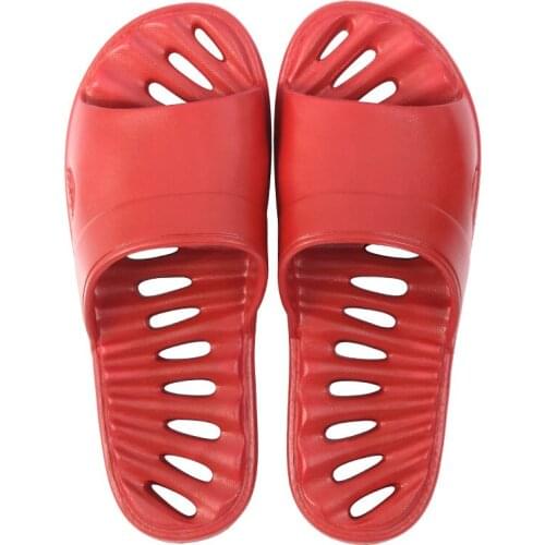 Summer EVA Hollow Breathable Household Silent Womens Shoes Soft Bottom Non-Slip Hotel Bathing Water Leaking Couple Slippers