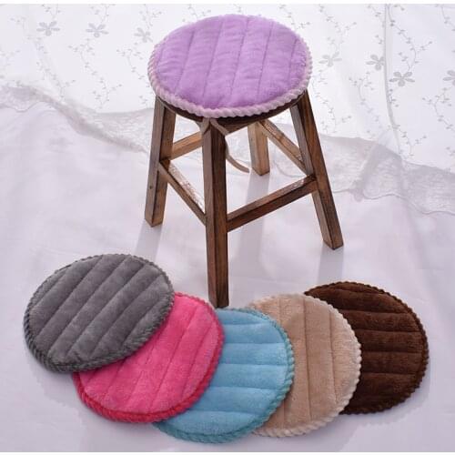Smart Home Plush Warm Non-Slip Round Chair Cushion Kindergarten Chair Kitchen Fitting Breathable Solid Color Modern Seat Pad