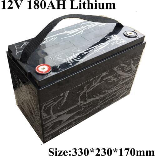 Waterproof 12v 180ah Lithium Ion 12V Li Ion Battery 18650 BMS 3S for Solar Energy Storage EV Lights Inverter + 10A Charger