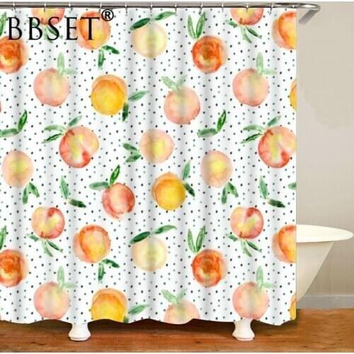 Top Quality Shower Curtain Summer Fruit Delicious Yellow Peaches Pattern Waterproof Multi-size Douchegordijn Bathroom Decor