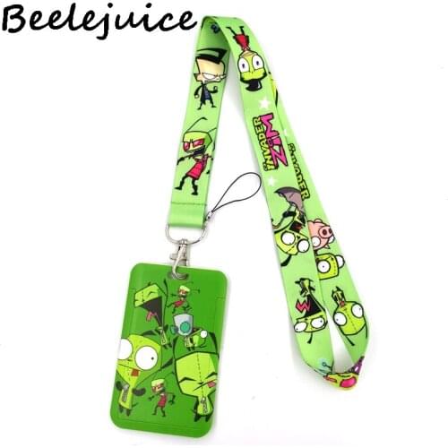 Invader Zim Creative Lanyard Card Holder Student Hanging Neck Phone Lanyard Badge Subway Access Card Holder Accessories Gifts