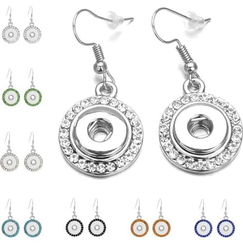 New Snap Jewelry Vintage Crystal 12mm Snap Earrings Fashion Mini Button Drop Earring For Women DIY Accessories
