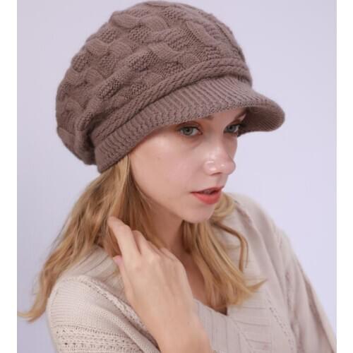 Winter Women Rabbit Fur Knitted Hats Casual Solid Color Autumn girls Warm thich Hat Female Bonnet Caps Boina Feminino