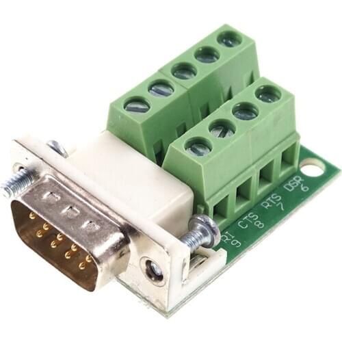 10 pcs DB9 D-SUB 9 Pin Plug Male Pins RS232 Adatper to Screw Terminal block 9 Position PCB Adapter Wire Side entry Pin to Pin