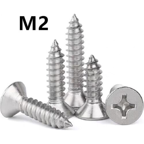 200pcs/lot M2x4/5/6/7/8/10/12/16mm GB846 Stainless steel phillips countersunk / flat head self tapping screw KA