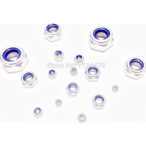 200pcs M2.5 Metric DIN985 304 Stainless Steel Self Locking Hex Nylon Insert Lock Nut Jam Stop Nut