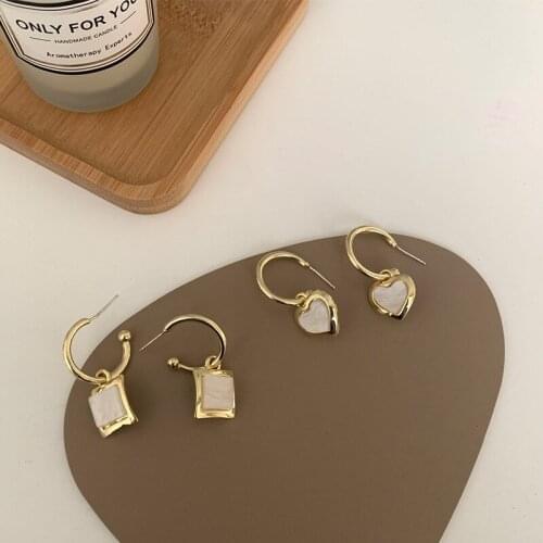 2021 Fashion Earrings White Geometry Gold Color Long Pendant Size Circle Earrings for Women Gifts Hoop Earrings Drop Shipping