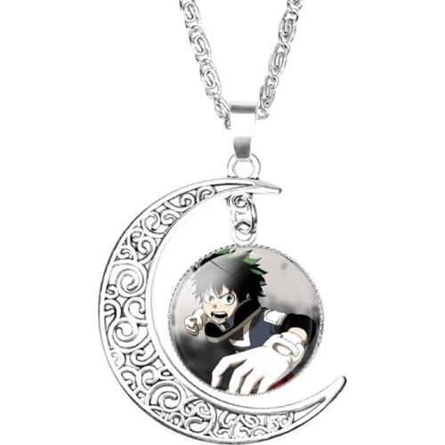 2021 New Anime My Hero Academia Time Gem Moon Pendant Necklace Japanese Peripheral Jewelry Glass Unisex Birthday Gift