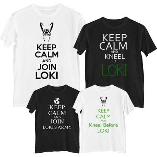 2021 New Marvel Loki Shirt God of Mischief Keep calm and kneel to loki T-Shirt Horned Helmet Tshirt Superhero Tee Gift For Fans