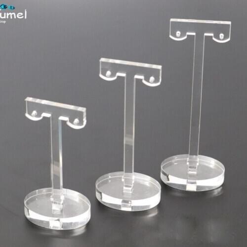 3Pcs/lot Acrylic Earring Jewelry Organizer Rack Oval Base Portable T Bar Stud Earrings Ring Hanging Display Storage Holder Stand