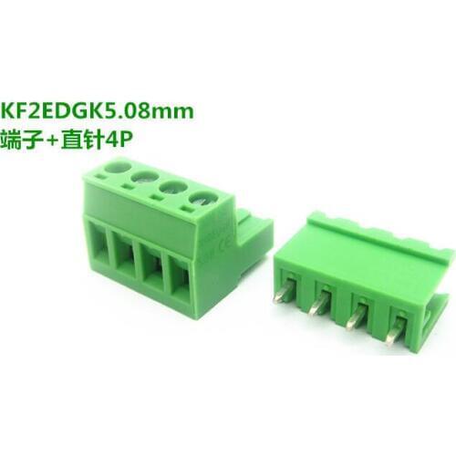 Free shipping 10 sets KF2EDGK 4pin Terminal plug type 300V 10A 5.08mm pitch connector pcb screw terminal block