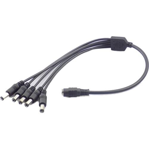 5.5mm*2.1mm 1 Female to 5 Male DC Power jack Adapter 5 way Splitter Plug Connector Cable Supply for CCTV Camera led strip Light