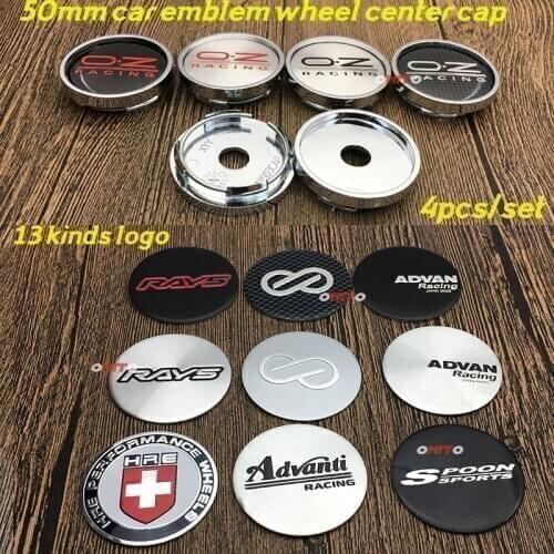 4x Accessotie Emblem for OZ O.Z racing VOLK ADVAN Enkei HRE SPOON RAYS Advanti logo 50MM 5CM Wheel Center Hub Caps Auto Styling
