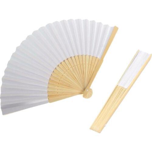 Blank White DIY Paper Bamboo Folding Fan for Hand Practice Calligraphy Draw