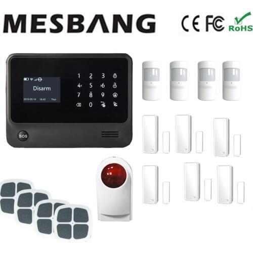 White wifi alarm system security home 6 door detector 4 pir sensors with English, French,Russian,Spanish,Dutch
