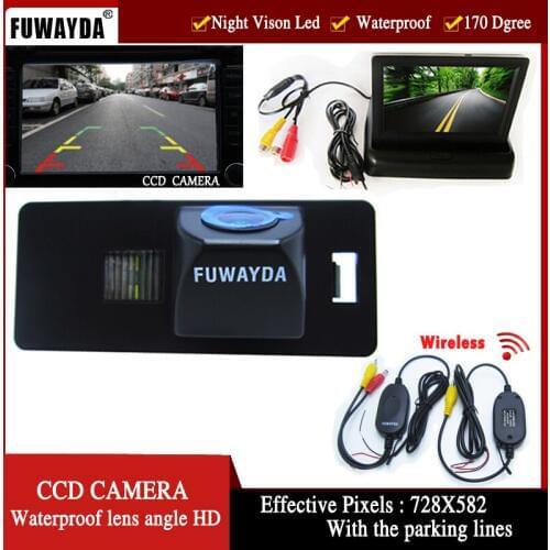 FUWAYDA Wireless CCD Car rearview camera for AUDI A1/A4 (B8)/A5 S5 Q5 TT /VW PASSAT R36 5D with foldable 4.3Inch LCD TFT Monitor