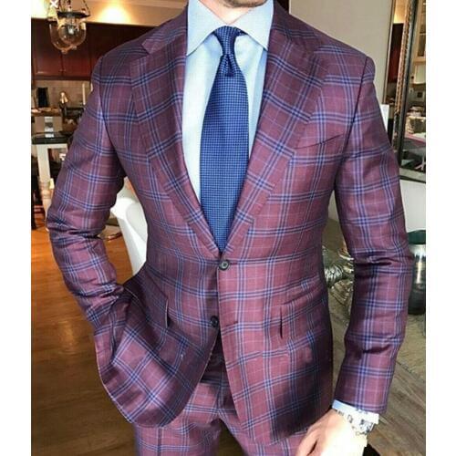 British Plaid Suits Mens 2 Piece Suits Classic Peaky Blinder Suit Slim Fit Suit Business Jacket Pants Custom Wedding Tuxedos