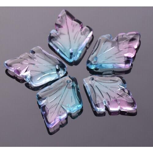 10pcs 25mm x 18mm Maple Leaf Shape Crystal Glass Loose Crafts Beads Top Drilled Pendants for Earring Jewelry Making DIY Crafts