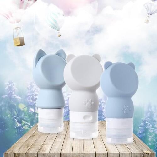 60ml Portable Silicone Refillable Bottle Cartoon Cute Empty Travel Packing Press Lotion Shampoo Squeeze Containers Makeup Tool