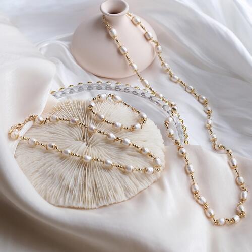 Oumeifeng natural pearl necklace collarbone chain feminine elegant temperament sweet Pearl neck chain