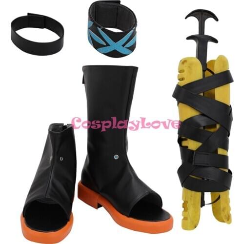 Arknights Ifrit Black Shoes Cosplay Long Boots Leather Custom Made For Party Christmas Halloween