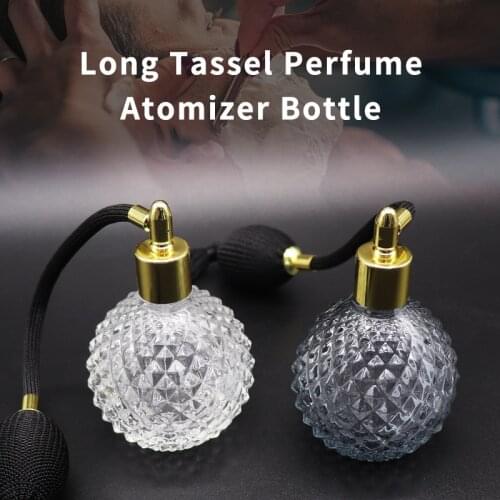 Black Long Tassel Shaving Cleaning Spray Bottle Diamond Clear Crystal Glass Airbag Sprayer Hairdressing Airbag Sprayer 100Ml