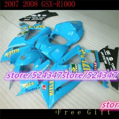 Comp ression Fairing kits for SUZUKI 2007 2008 GSXR1000 K7 blue racing motorcycle fairings kit GSX R1000 1000 07 08