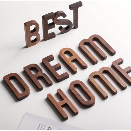 8x3cm Black Walnut Wood Wooden Letters Alphabet Wedding Birthday Home Decor Letter Display Art Crafts custom wood letter