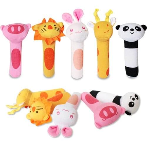 Newborn Baby Toys 0-12Months Cartoon Animal Baby Plush Rattle Mobile Bell Toy Soft Infant Toddler Early Educational Rattles Toys