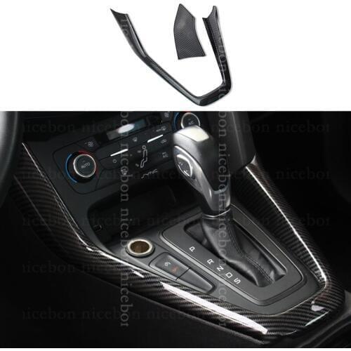 Fit ForFord Focus RS ST MK3 2015+up Carbon fiber color Gearshift Outer Panel Cover 2psc