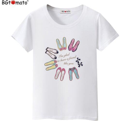 BGtomato T shirt My lovely shoes colorful t-shirt women Hot sale harajuku tee shirt femme Brand good quality casual clothes