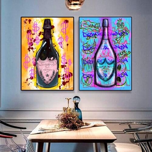 Colorful Graffiti Red Wine Canvas Painting for Living Room Wall Art Posters Prints Modern Bedroom Home Decoration Pictures