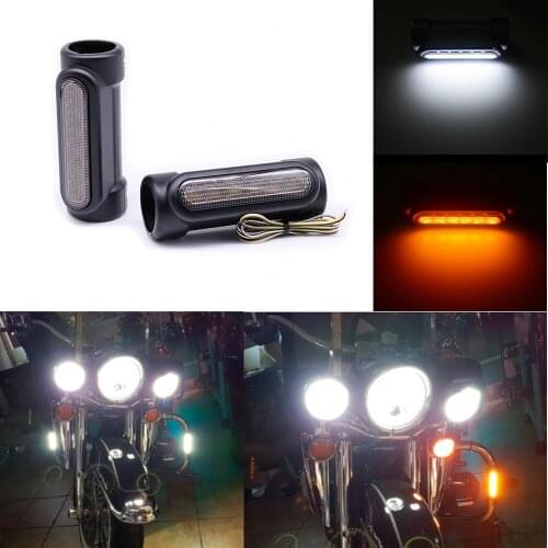 Motorcycle Highway Bar Lights Switchback Driving Crash Bar Light Led Turn Signal Lights for Harley 1-1/4 inch Crash Bar Touring