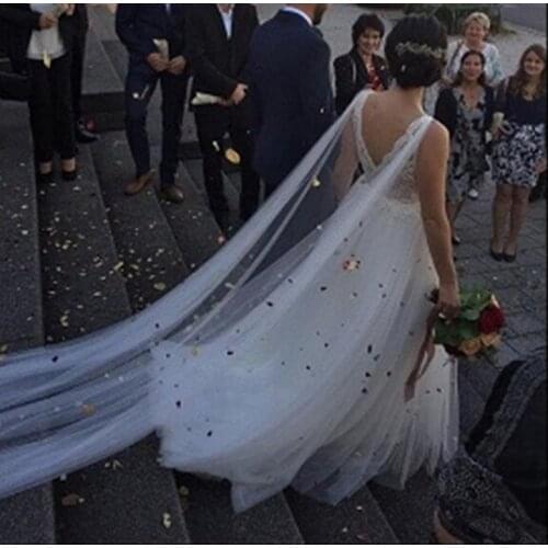 Bridal Cape Veils Cathedral Long Tulle Shoulder Veils for Brides Wedding Dress Bolerko Slubne Wedding Accessories Champagne New