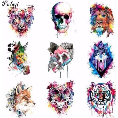 Pulaqi Mandala Lion Sticker For T - Shirt Clothing Heat Transfers Printed Badge My Little Pony DIY Wholesale Tiger Wolf H