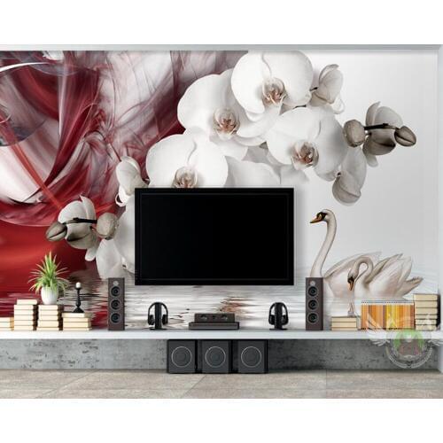 Modern butterfly swan 3d wallpaper mural papel de parede,living room TV sofa wall bedroom kitchen wall papers home decor cafe