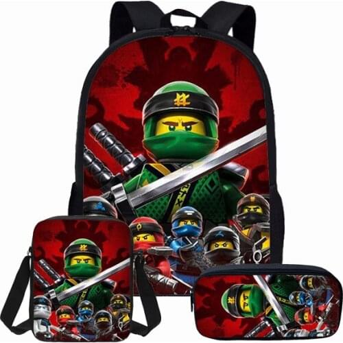New Backpack Bag 3pcs/set Boys Games Ninja Go School Bags Girls Student Large Capacity Backpack For Children Mochila Feminina