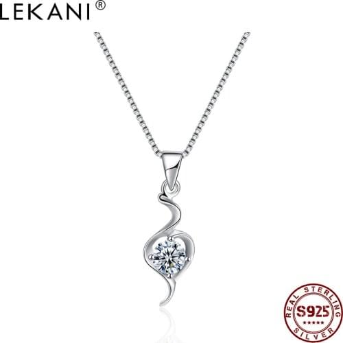 LEKANI Necklaces For Women 925 Sterling Silver Zircon Geometry Shape Popular Jewelry Valentine Day Gift Hot Sale 2021