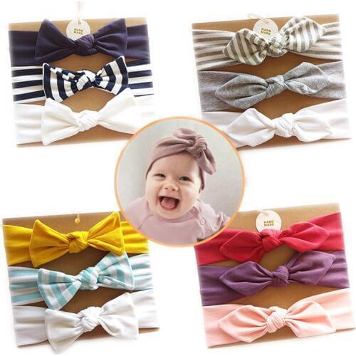 3pcs/set Baby Headband Newborn Baby Hair Headwear Accessories Cotton Baby Bow Tie Haarband For Girls Hairband Baby Turban KF18