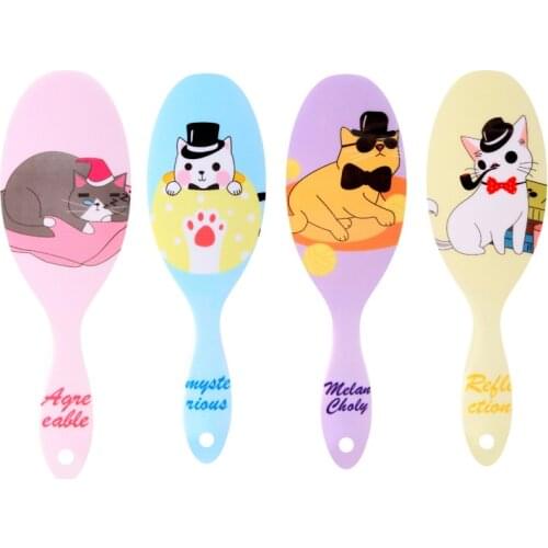 Cartoon Cats Print Hair Comb Beauty Haircare Styling Massage Scalp Airbag Hair Brush Soft Comb Teeth Curly Barber Comb Wholesale