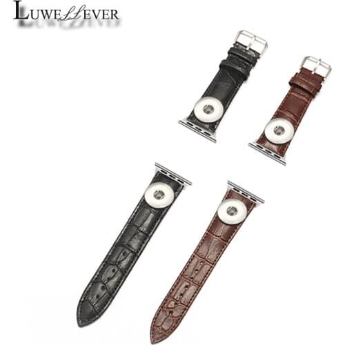 Strap For Apple Watch Band Genuine Leather Loop 42mm 38mm Watchband For Iwatch 44mm 40mm Fit 18mm Snap Button Bracelet Belt