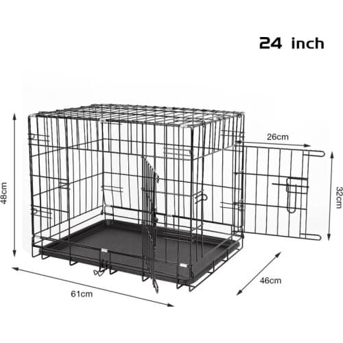24 Inch Collapsible Pet Dog Cage House With Tray Metal Crates Double-Door Kennel Dog House For Small Large Dogs Fast Delivery
