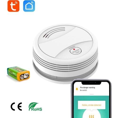 Tuya Wifi Smart Smoke Detector Smart Home Fire Alarm Sensor Wireless Security System APP Control Works With Alexa Google Home