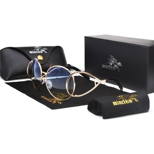 MINCL Small Oval Sunglasses Men Women Retro Frame Red Vintage Tiny Round Male Female Sun Glasses Hip hop punk clear lens NX