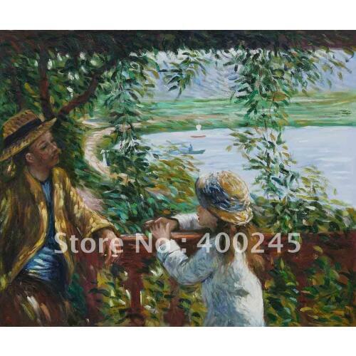 Modern art Landscape Pierre Auguste Renoir Painting Reproduction Near the Lake Home decor 100% handmade+High quality