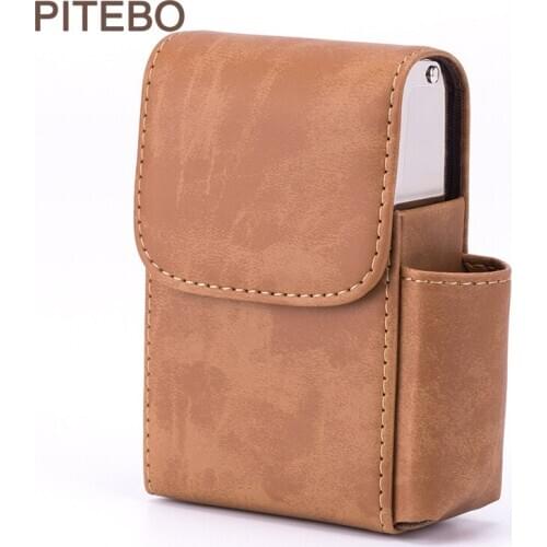 PITEBO High-end business people fashionable leather business card boxes men and women cigarette boxes can accommodate lighters