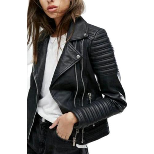 2021 New Fashion Women Autumn Winter Motorcycle Faux Leather Jackets Ladies Long Sleeve Biker PU Punk Streetwear Black Coats